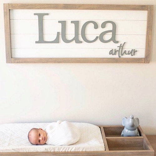 Double Baby Name Sign Nursery Wall Decor Nursery Wall Etsy