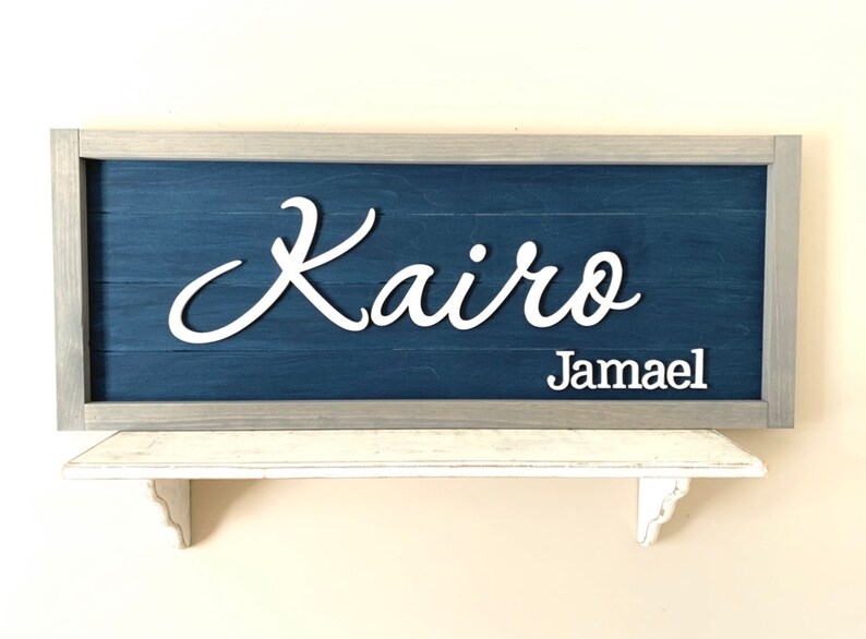 Boy Nursery Decor Crib Name Sign Navy Blue Nursery Name Etsy