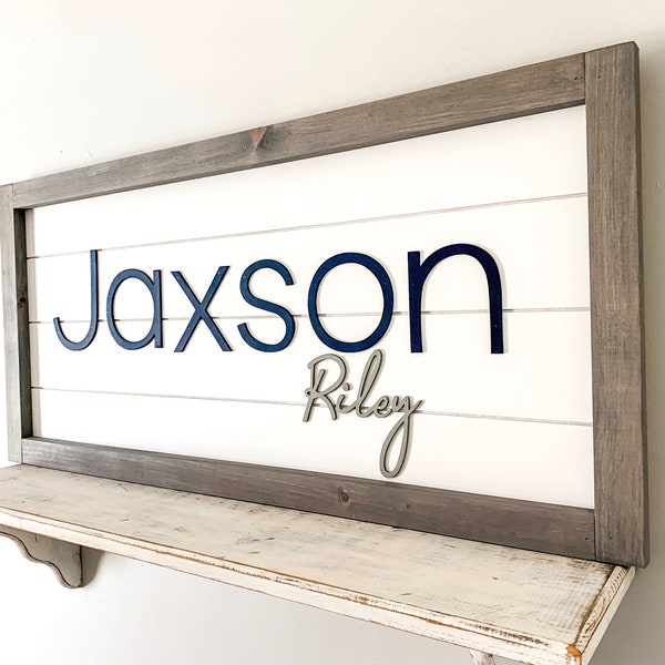 Personalized Nursery Name Sign Boy, 3D Custom Name Sign, Crib Name Sign Framed, Custom Nursery Wall Decor, Boy Room Name,