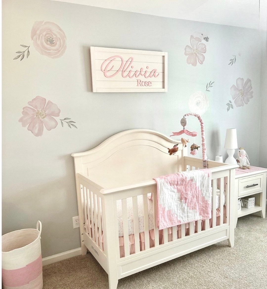 Large Nursery Name Sign Girl, 3D Baby Name Sign Girl, Nursery Wall ...