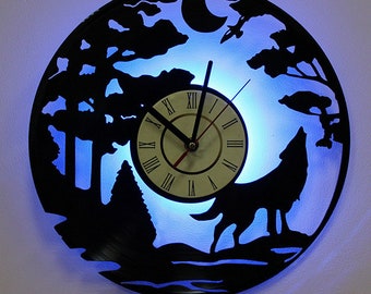 Wolf Design Glass Clock Bedside or Desk Top Wolf Gift Boxed 399 