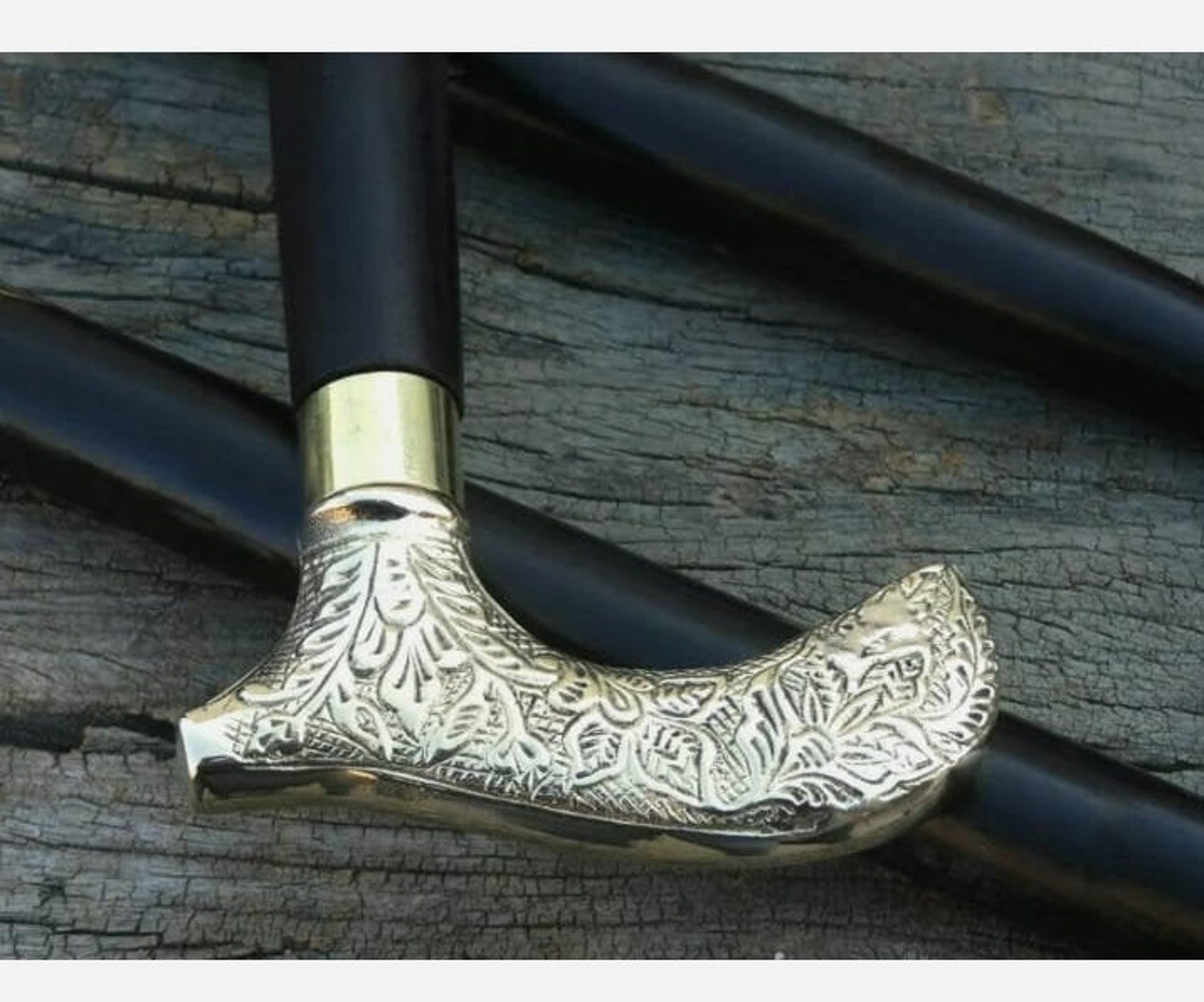 Gentleman Classic style Wooden walking stick with Brass handle Etsy