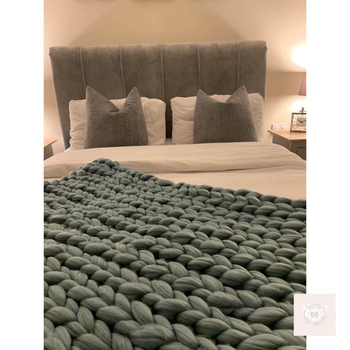 Teal Chunky Knit Merino Wool Throw Etsy 日本