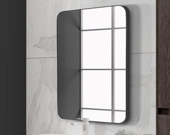 Decorative Wall and Bathroom Mirror 24 x 36 inch . Gold, Gray and Black Mirror - Aluminum Metal Frame.