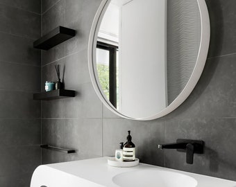 Round Bathroom Mirror White, Gold, Black Mirror Aluminum frame  Vanity, living room, entry room, and bathroom 24 inches