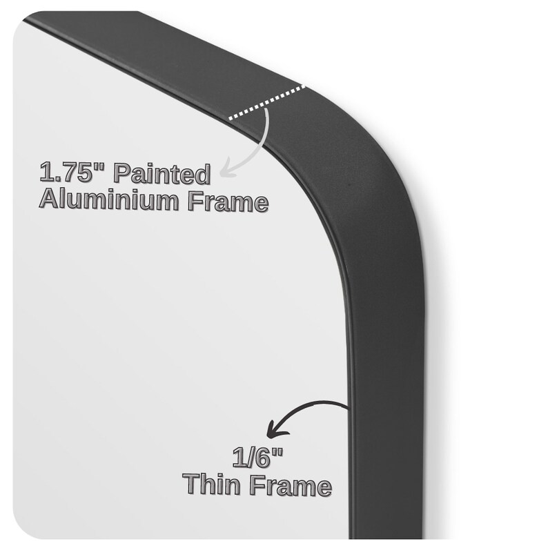 Black Decorative Wall Mirror Rounded Corner Vanity Living Etsy