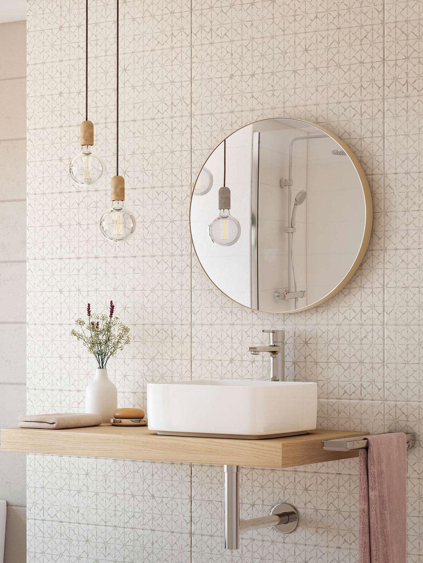 Espejo redondo dorado de 24 pulgadas, espejo circular moderno con marco de  metal, espejo de tocador de baño para pared, espejo redondo decorativo