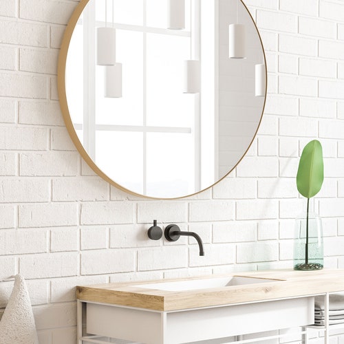 Black Round Bathroom Mirror 24 and 30 Inches Aluminum Metal Etsy