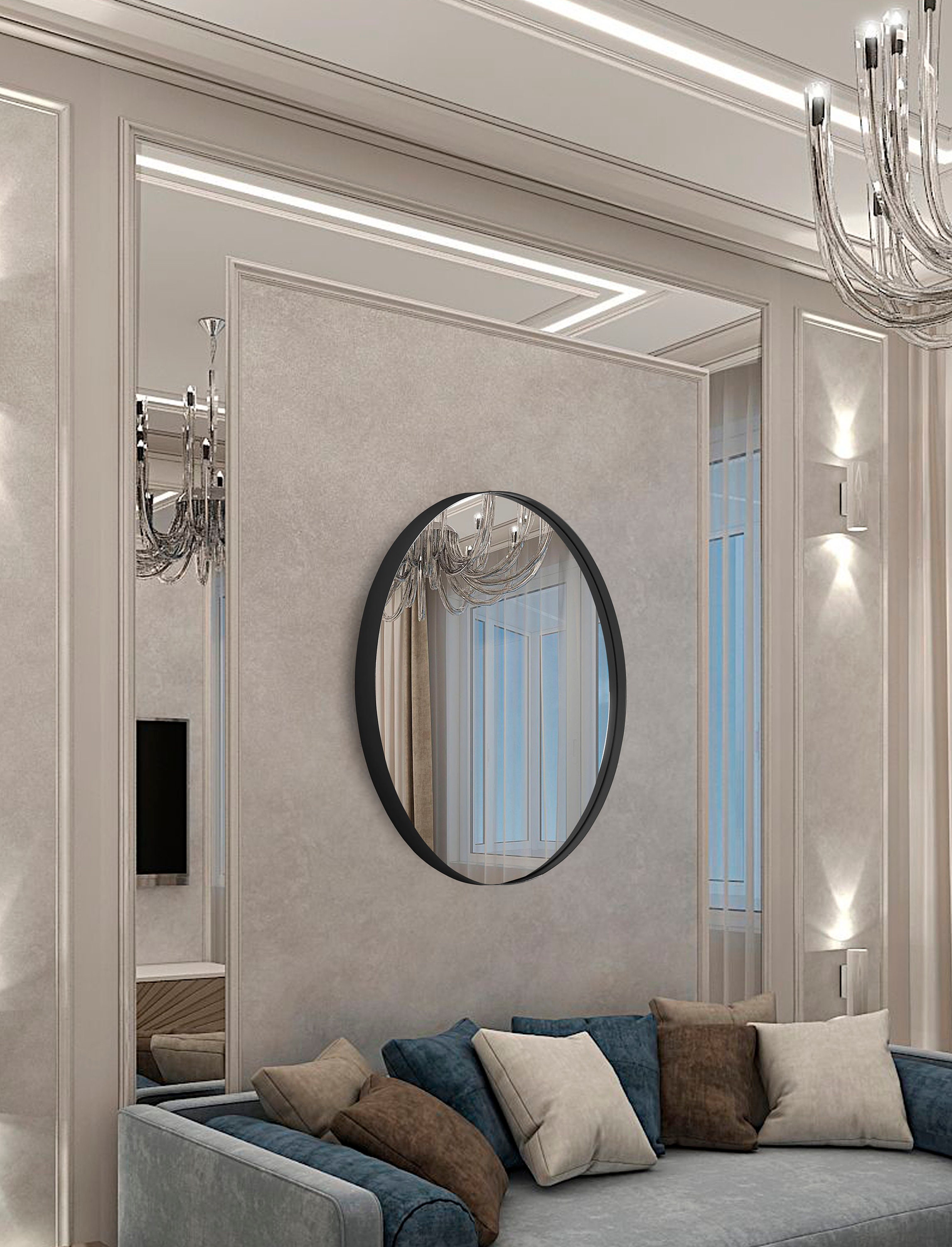 Black Round Bathroom Mirror 24 and 30 Inches Aluminum Metal Etsy