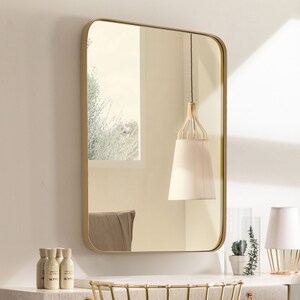 Gold Rounded Bathroom Mirror , Aluminum frame,   22 x 30" and 24 x36 inches