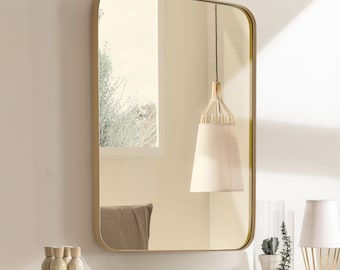 Gold Rounded Bathroom Mirror , Aluminum frame,   22 x 30" and 24 x36 inches