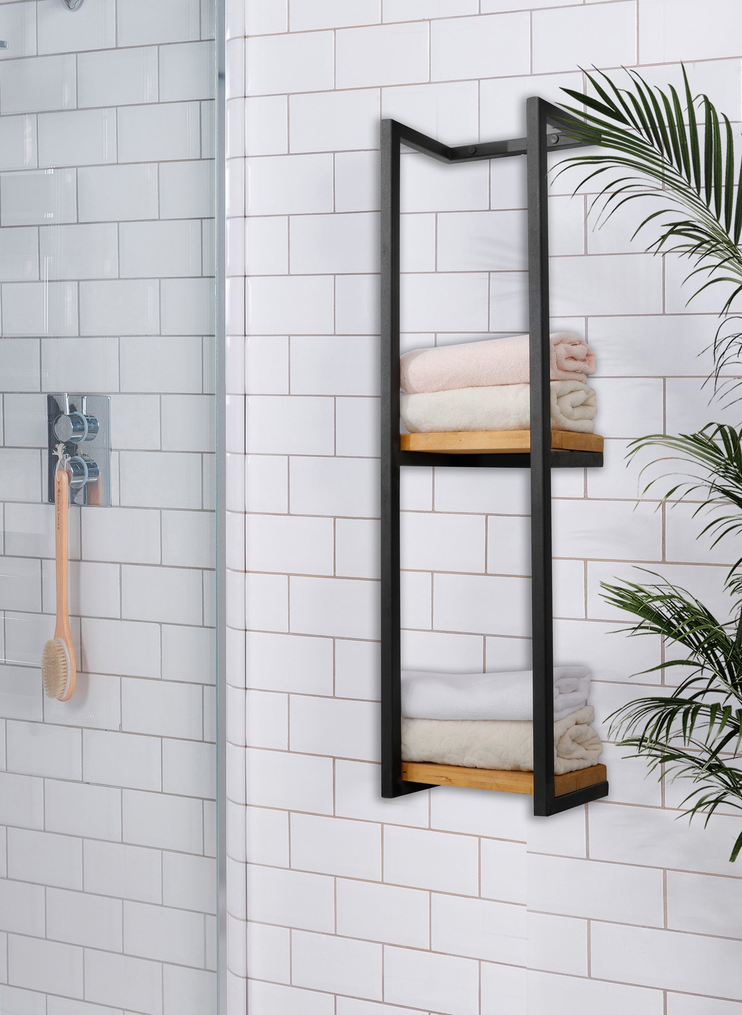 Towel Bathroom Rack Black Metal Towel Shelf 36 Inch and 24 Etsy