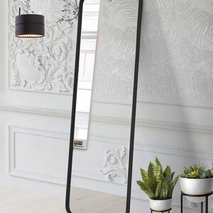 Modern Full length Mirror 65 X 22 inch - Black Metal frame. Bathroom, bedroom, living room and hallway mirror.