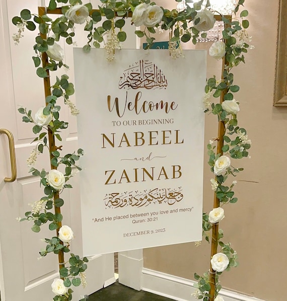 Welcome Sign, Custom Welcome Sign, Sign, Wedding Sign, Wedding Decor, Islamic Wedding Sign, Acrylic Welcome Sign, Muslim Wedding Sign