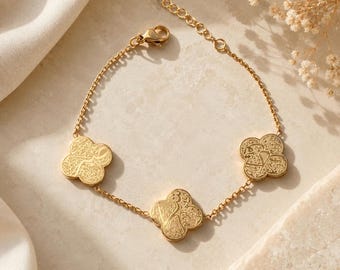 Roestvrijstalen 14 kt vergulde sabr (geduld), shukr (dankbaarheid), tawakkul (vertrouwen in God)-armband. Islamitisch cadeau, islamitisch cadeau, cadeau voor haar