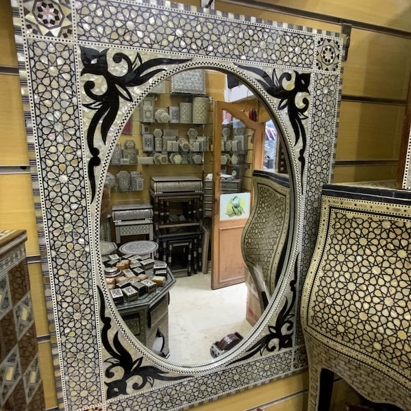 HANDMADE MIRROR , inlayed with mother of pearl