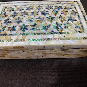 Blue paua and mother of pearl boxes