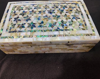 Blue paua and mother of pearl boxes