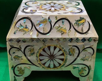 Handmade Paua Shell Jewelry Box: Mother of Pearl Inlay