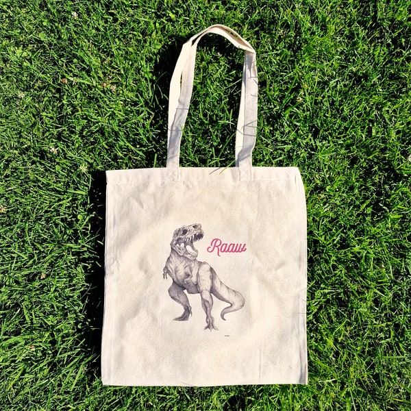 T-rex Tote Bag | Heat Press Print | 100% Cotton | Grocery Bag | Cute Bag | Art Bag | Cute Totebag | Saco de Pano