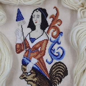 La dama del secreto: Marginalia medieval 4 - Patrón de punto de cruz medieval con descarga instantánea en PDF