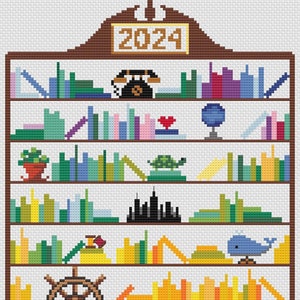 Temperature Library 4 - High Temperature Cross Stitch Pattern Bookshelf - PDF Instant Download