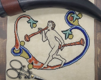 Toot Your Own Horn (Butt Trumpet): Middeleeuwse Marginalia 2 - PDF Middeleeuws kruissteekpatroon directe download