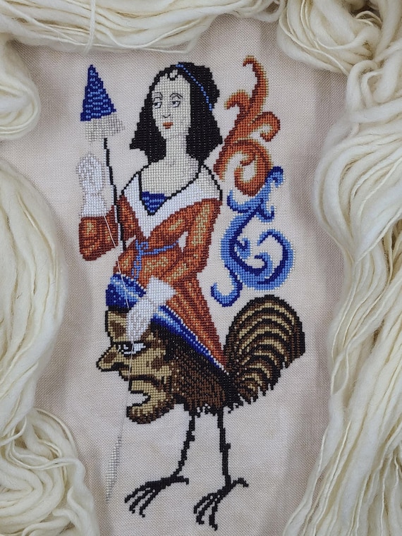 Lady with a Secret: Medieval Marginalia 4 - PDF Instant Download Medieval Cross Stitch Pattern