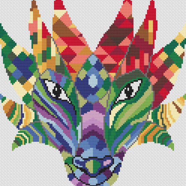 Wzór haftu krzyżykowego „Smok temperatury” — PDF do natychmiastowego pobrania