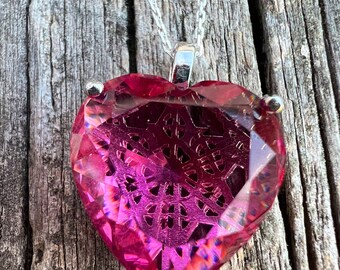 Ascended Metatrons heart Andara Crystal pendant pink monatomic Andara crystals -crystalline energy transformation andaras