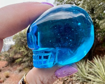 Andaras Royal blue Andara Crystal Skull carving- hand carved Etherium infused- Prima matra -  andara crystals 1.5 inch Sedona vortex charged