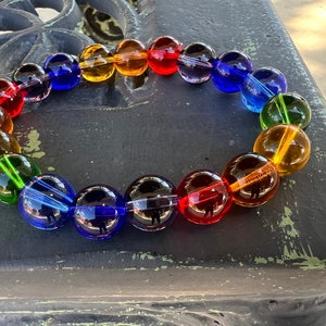 Andara bead bracelet 7 chakra colors Meditation bracelet- Andaras Light encoded energy orbs - chakra balance bracelet- 12mm rainbow andara