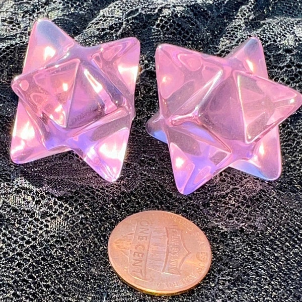 Ascended Shekinah divine presence twin flame essence of God - Pink Merkaba Andara Crystals -Prima matra Andaras set of 2