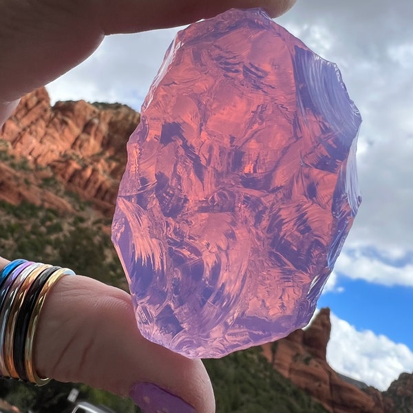 Andara Crystals Ascended Shekinah divine presence pink opalescent- lavender pink Sedona vortex charged 170 g