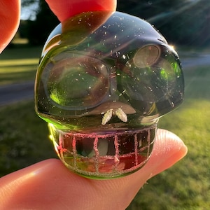 Unicorn dust color skull Andara pink purple multicolored carving crystalline energy 1 inch Andara skull - little being of light