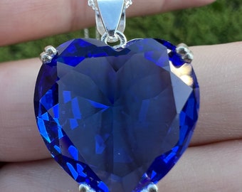 Andara Crystal indigo earth shaman heart pendant  metratons diamond  heart rays andara silver pendant with silver chain - 17mm andara heart