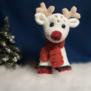 Holiday crochet reindeer plush