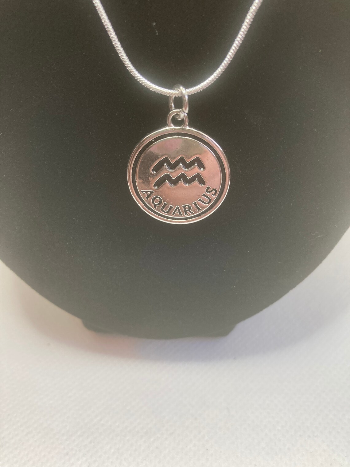 Aquarius charm silver necklace Aquarius silver charm Etsy