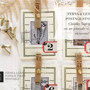Ferns & Leaves Postage Stamp PRINTABLES, Digital Downloads, Faux Postage Stamps, DIY Stickers, Art Journaling, Digital Stamp, Collage, Stamp image 6