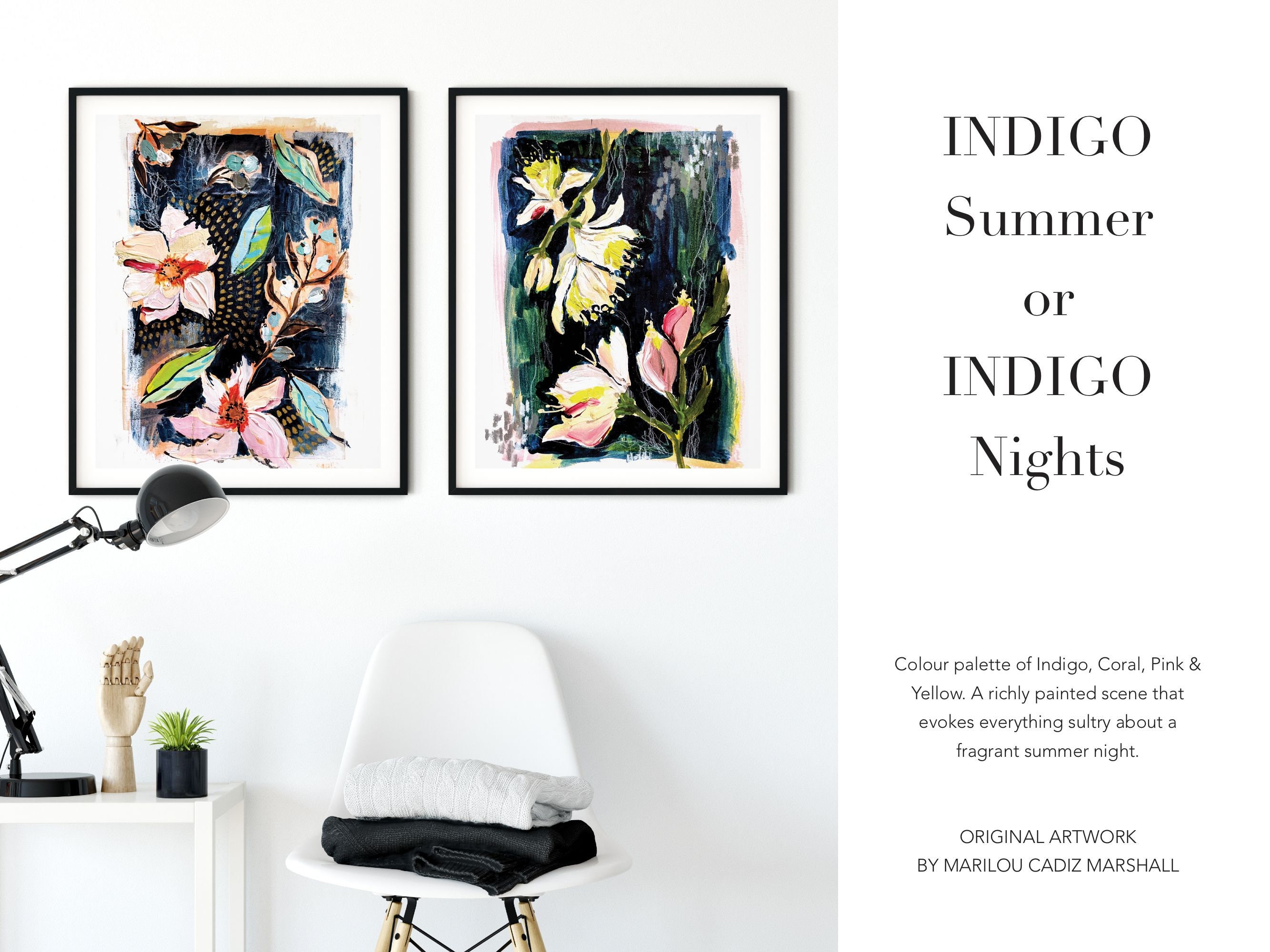 PRINTABLES, Digital Downloads, Indigo Wall Art, Acrylic &amp; Mixed Media ...