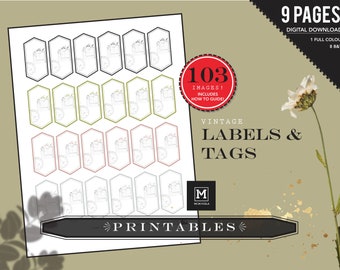 PRINTABLES, Digital Downloads, Labels, Tags, Vintage Labels,  DIY Stickers, Art Journaling, Mixed Media, Digital Labels, Collage, TN memo