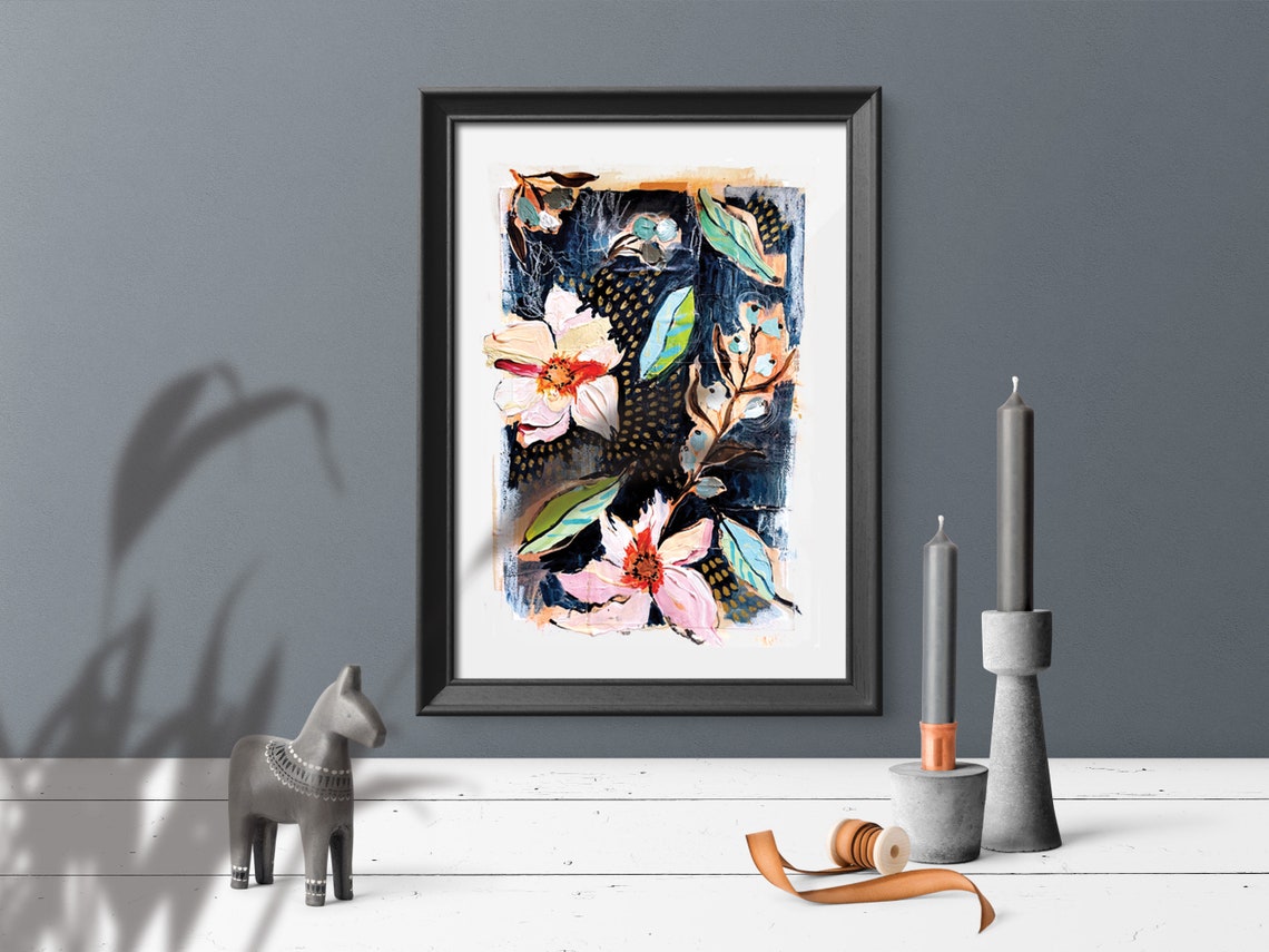 PRINTABLES, Digital Downloads, Indigo Wall Art, Acrylic &amp; Mixed Media ...