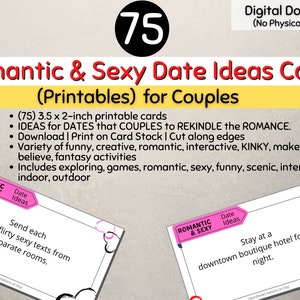 75 Romantic and Sexy Date Ideas for Couples Cards (Digital Download-Printable)  Kinky Date Ideas, Romantic Date Ideas