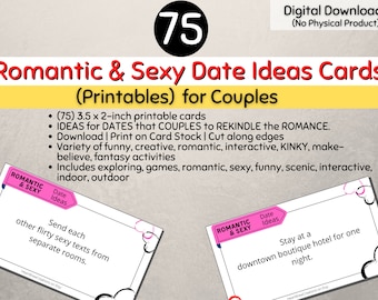 75 Romantic and Sexy Date Ideas for Couples Cards (Digital Download-Printable)  Kinky Date Ideas, Romantic Date Ideas