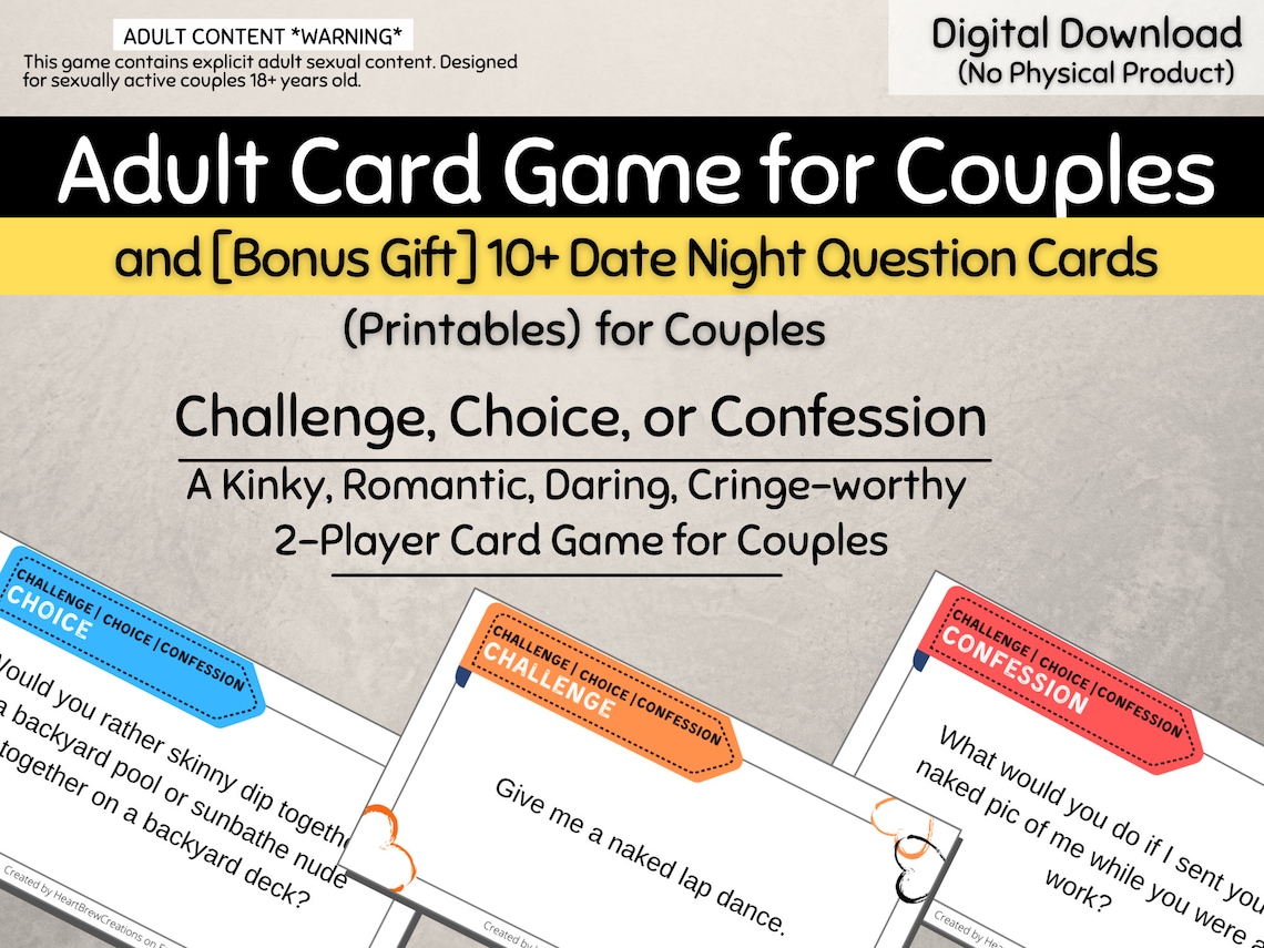 Adult Card Game for Couples Kinky and Romantic 2-player Sex Game for ...