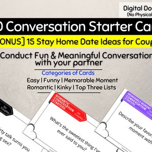 100 Cartões para Iniciar Conversas para Casais + [PRESENTE BÔNUS - 15 Ideias para Encontros em Casa] Perguntas para Noites de Encontro para Casais