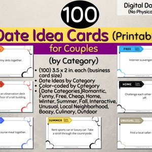 100 Ideias para Cartões de Encontros para Casais (Imprimiveis - Download Digital) Ideias para Encontros Românticos, Ideias para Encontros em Casa, Ideias para Encontros Grátis, Ideias para Encontros Baratos
