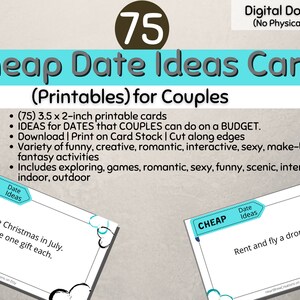 75 goedkope date-ideeën voor stelletjes Kaarten (digitale download-afdrukbaar) Goedkope date-ideeën, stellen met een beperkt budget, zuinige date-ideeën