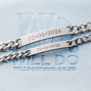 Personalised Couple Bracelets Engraving Stainless Steel Jewellery With Names Your Text For Gift