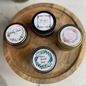 Custom Wedding Favor Candles, Bulk 4 Oz candles, Wholesale Small Candles, Custom Tin Candles, Wedding Tin Candles, Custom Guest Candles